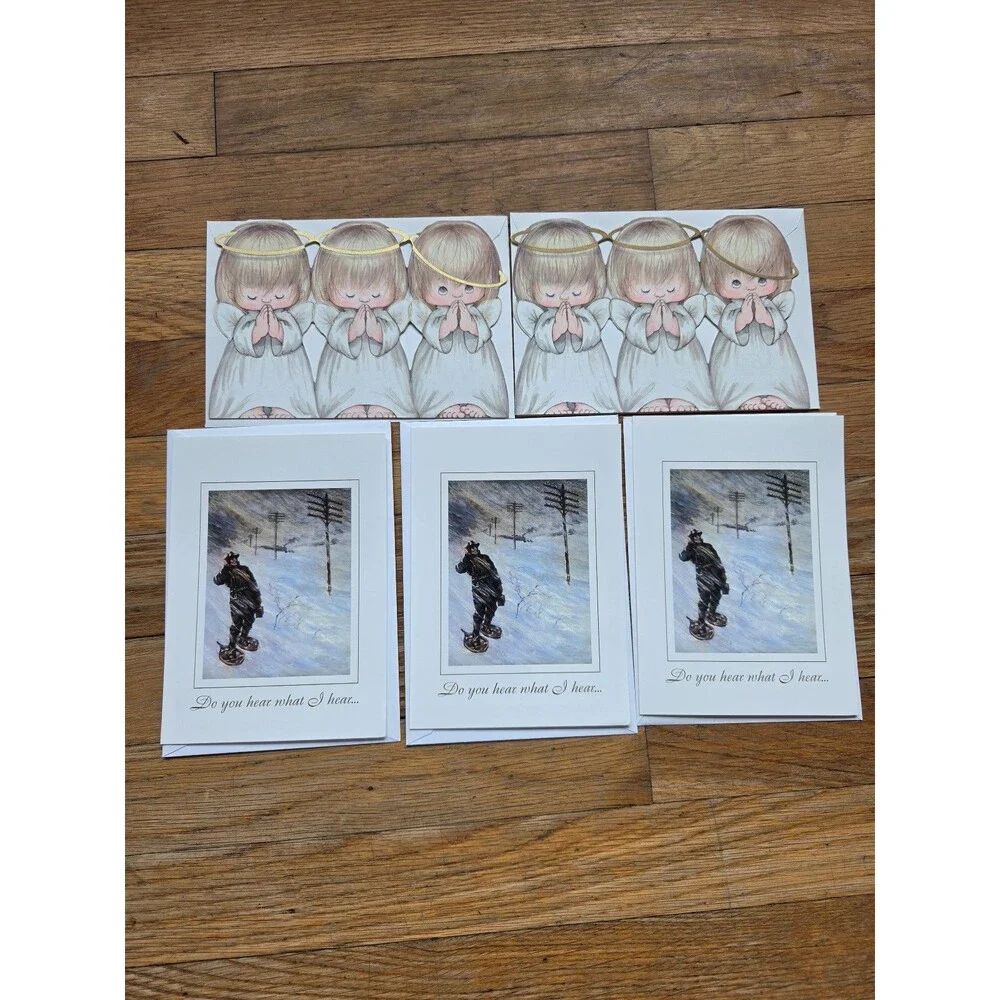 Christmas holiday card bundle (5) praying angels do you hear what i hear